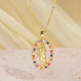 European And American Creative Madonna Figurine Copper Necklace With Zircon Inlays