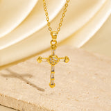 Zircon Encrusted Cross Necklace
