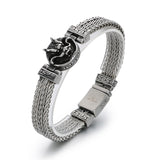 Retro Chinese-style Meander Pattern Zodiac Dragon-head Patchwork Dragonbone Chain Titanium Steel Bracelet