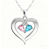Two-tone Waterdrop And Heart Pendant Necklace