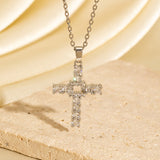 Zircon Encrusted Cross Necklace