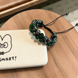 Natural Tigers Eye Braided Double-Layer Bracelet