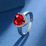 Womens Heart-Shaped Pendant Stud Earrings And Ring Set