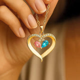 Two-tone Waterdrop And Heart Pendant Necklace