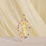 European And American Creative Madonna Figurine Copper Necklace With Zircon Inlays
