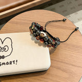 Natural Tigers Eye Braided Double-Layer Bracelet