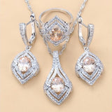 Ladies Gem Earrings Necklace Ring Set