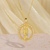 European And American Creative Madonna Figurine Copper Necklace With Zircon Inlays