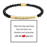 4mm Gold Bead Bracelet With Stainless Steel Curved Tube And Laser Engraving