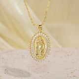European And American Creative Madonna Figurine Copper Necklace With Zircon Inlays