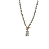 Natural Freshwater Pearl French-Style Square Pendant Necklace With A Luxe