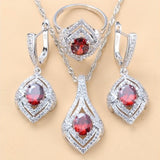 Ladies Gem Earrings Necklace Ring Set