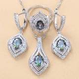 Ladies Gem Earrings Necklace Ring Set