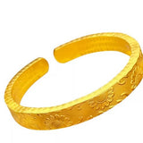 Womens Sunflower Heart Sutra Open Bracelet