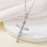 High-End Stainless Steel Cross Pendant Necklace With Real Gold Plating