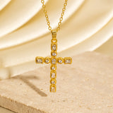 Zircon Encrusted Cross Necklace