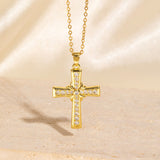 Zircon Encrusted Cross Necklace