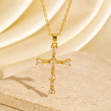 Zircon Encrusted Cross Necklace