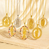 European And American Creative Madonna Figurine Copper Necklace With Zircon Inlays