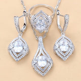 Ladies Gem Earrings Necklace Ring Set