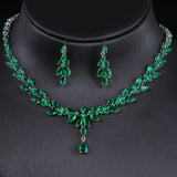 Zircon White Gold Necklace Earrings Jewelry Suit