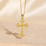 Zircon Encrusted Cross Necklace