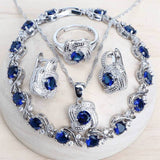 Blue Jewelry Sets 925 Sterling Silver Wedding