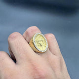 Mens Hip-Hop Titanium Steel Polished Vacuum-Plated Gold Ring