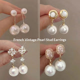 New Textured Pearl Vintage Artistic Stud Earrings
