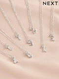 Silver Tone Initial Necklace