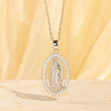 European And American Creative Madonna Figurine Copper Necklace With Zircon Inlays