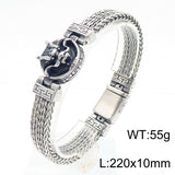 Retro Chinese-style Meander Pattern Zodiac Dragon-head Patchwork Dragonbone Chain Titanium Steel Bracelet