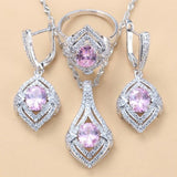 Ladies Gem Earrings Necklace Ring Set