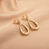 Hollow Waterdrop Pendant Gold Earrings Fashionable Style