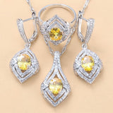 Ladies Gem Earrings Necklace Ring Set