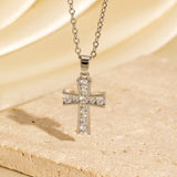 Zircon Encrusted Cross Necklace