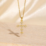 Zircon Encrusted Cross Necklace