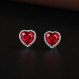 Womens Heart-Shaped Pendant Stud Earrings And Ring Set