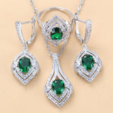 Ladies Gem Earrings Necklace Ring Set