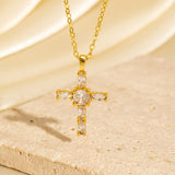 Zircon Encrusted Cross Necklace