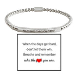 4mm Gold Bead Bracelet With Stainless Steel Curved Tube And Laser Engraving