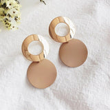 Hot Sale Simple Hollow Metal Round Pendant Earrings for Women Geometric Circle Dangle Earrings Jewelry Wholesale Orecchini