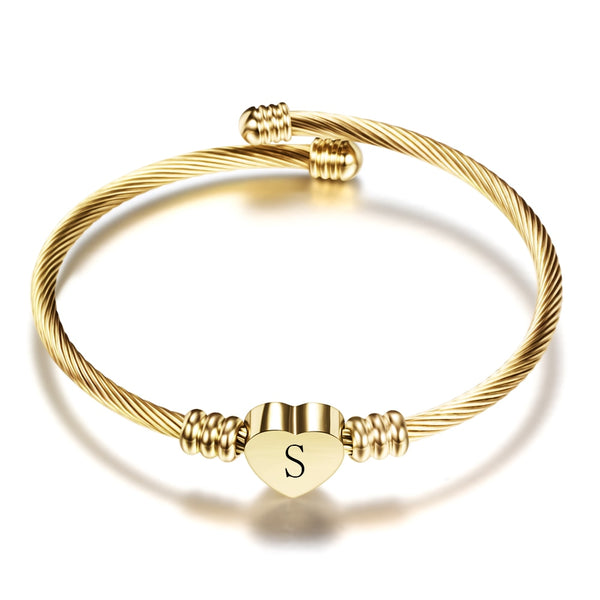 Gold Heart Bracelet Bangle