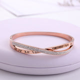 New Fashion Classic Women's Bracelet Silver Color Gold Bangles for Women Rose Gold Rhinestone Bracelet Cuff Trendy Jewelry Gifts