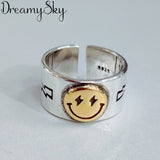 DreamySky Punk Vintage Smile Fainnce Rings For Women Boho Female Charms Jewelry Men Antique Knuckle Ring Fashion Party Gift